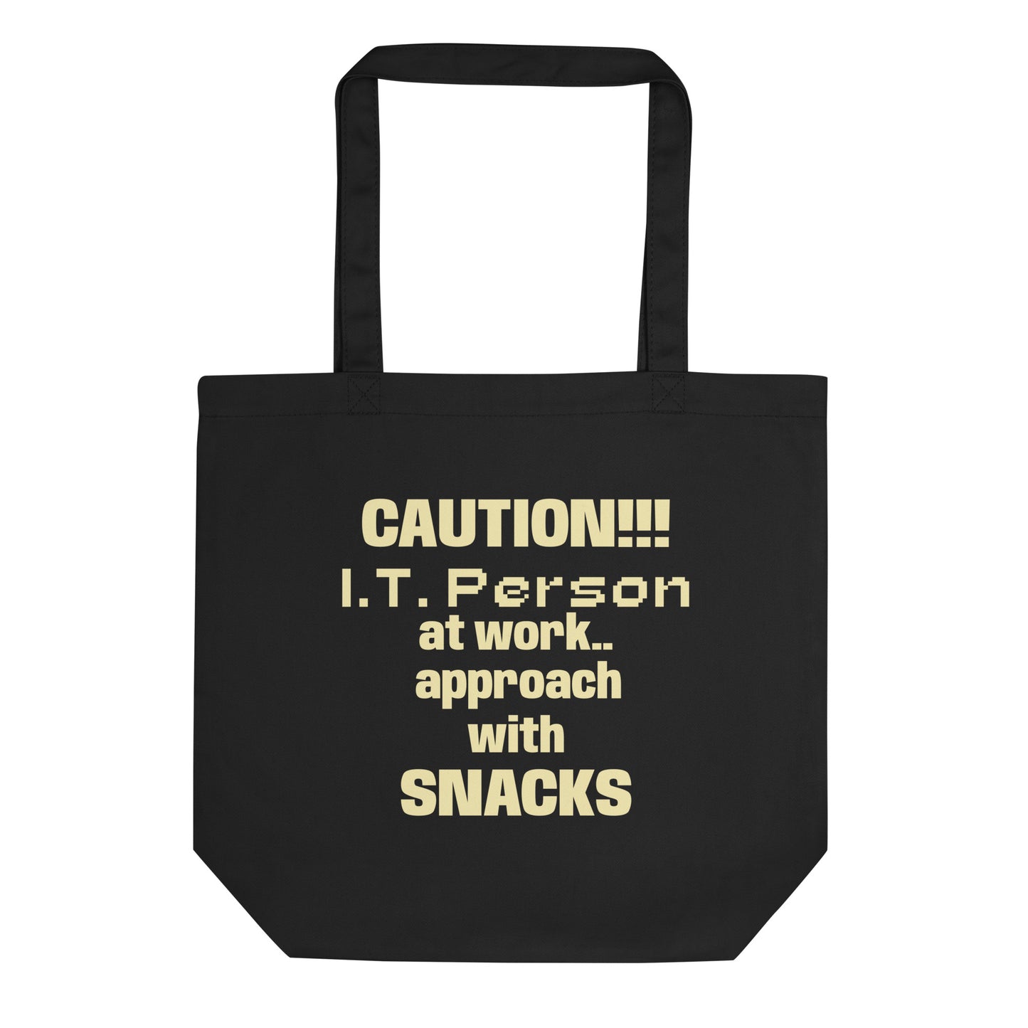 Canvas tote with scrolls humor for I.T. folks and programmers who carry everything.
