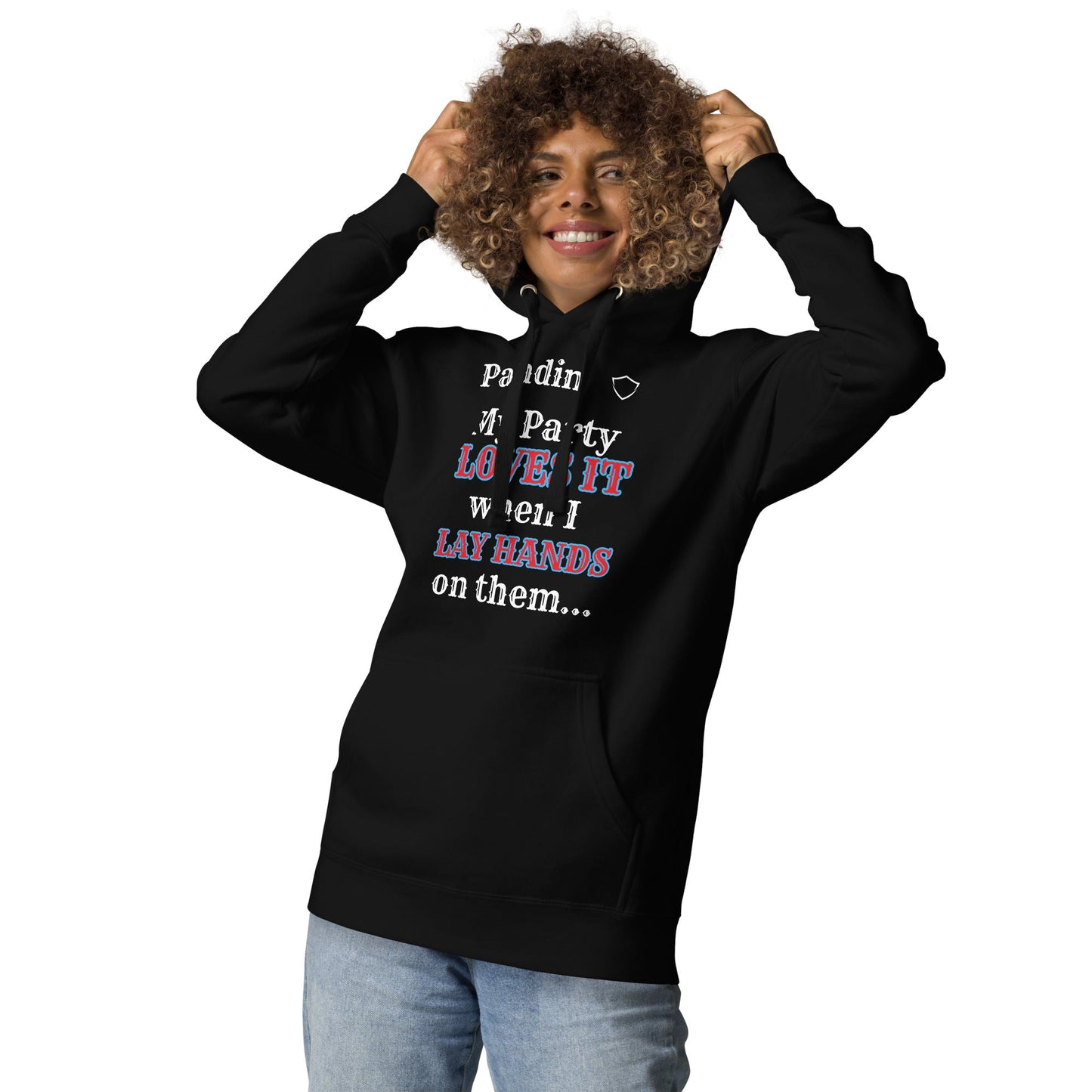 Paladin hoodie with 'Lay on Hands' joke, great for D&D players with healing flair.