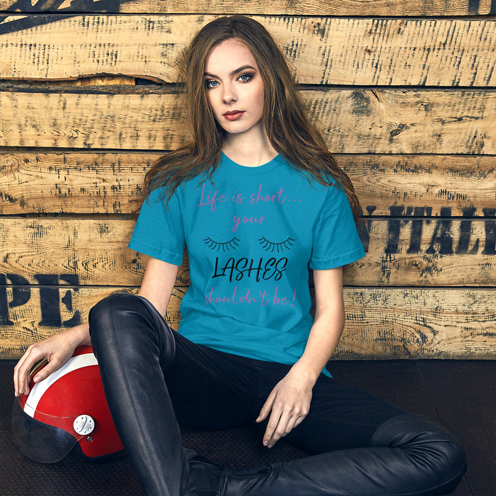 Funny lash technician t-shirt with glam saying for makeup artists and beauty fans.