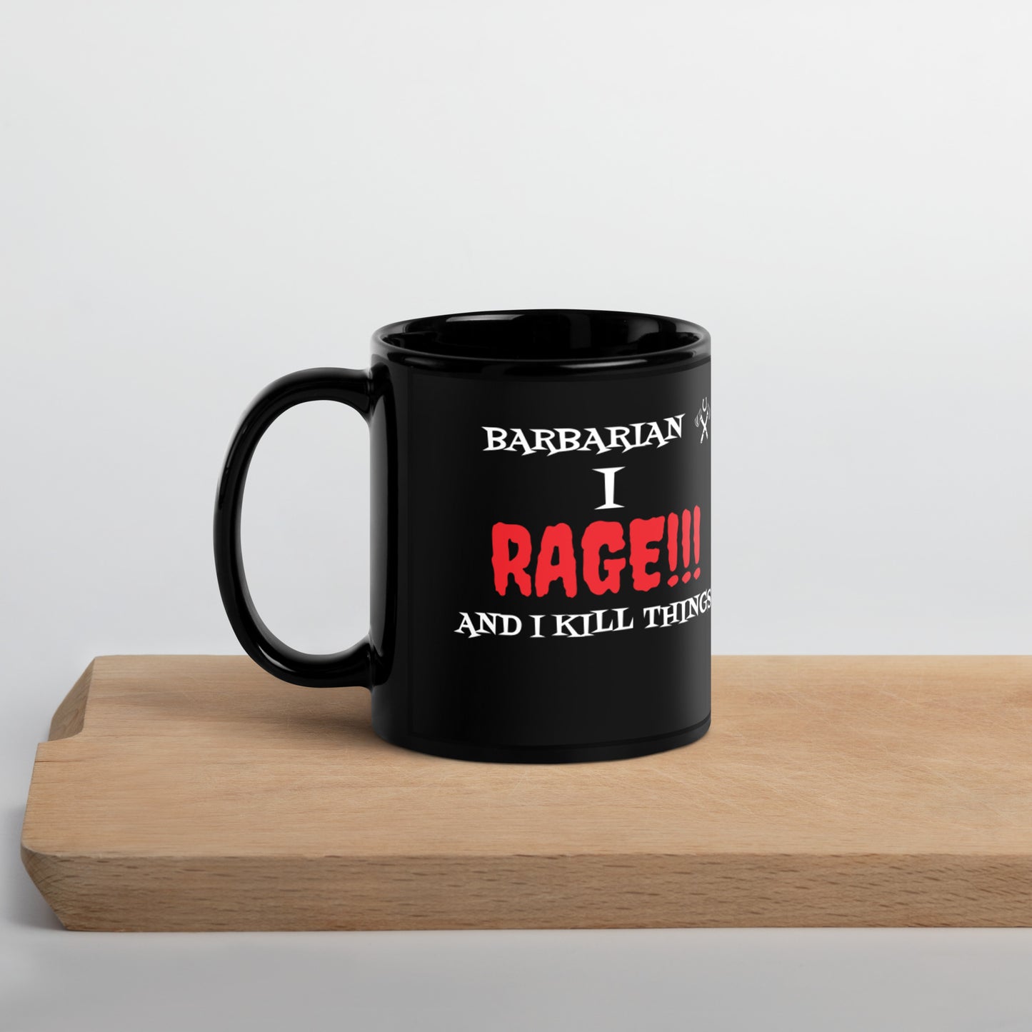 Barbarian-themed D&D mug with rage quote, great gift for RPG players who love strong brews.