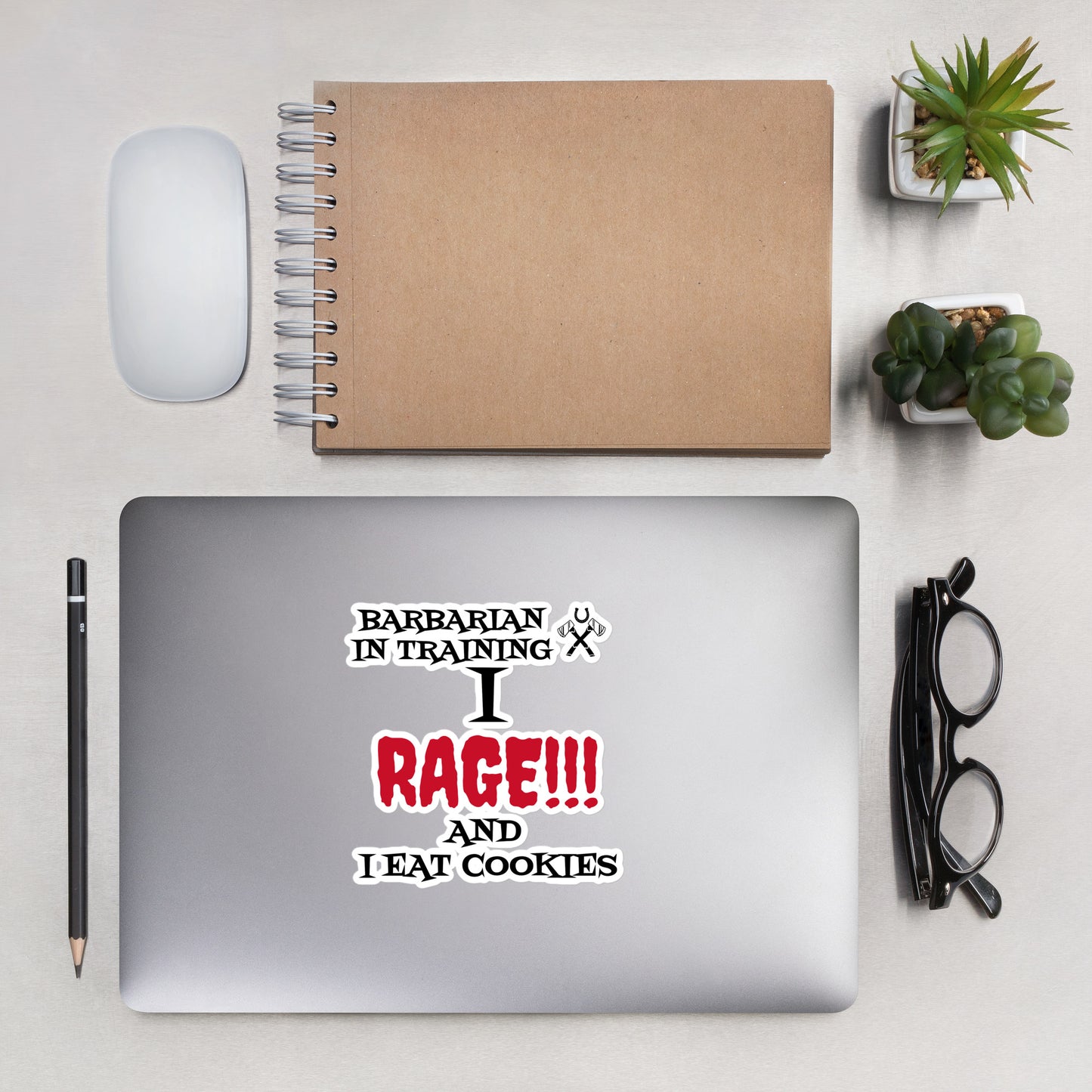 Vinyl sticker with Barbarian in Training design, perfect for fantasy-loving parents and kids.